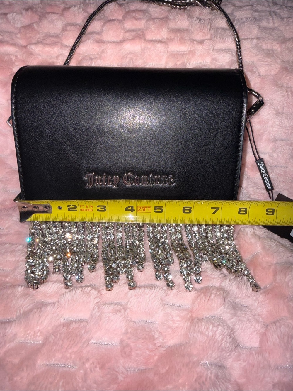 Juicy Couture - UK Edition - Kylie Flap Bag - BLACK - Rhinestone Accent Strings! - Picture 13 of 15